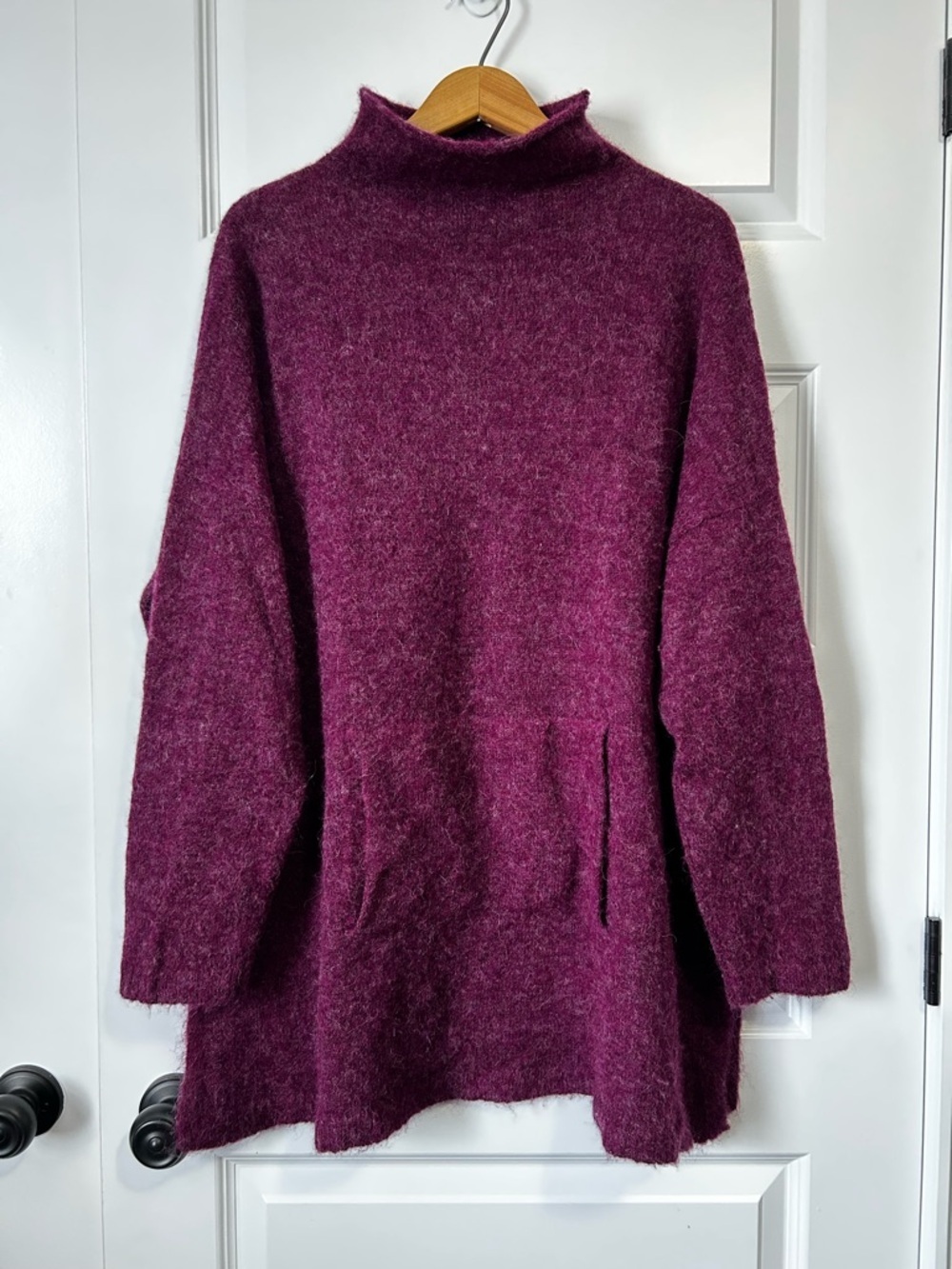 Peruvian Connection Balie Tunic Alpaca Plum Mock Neck Knit Tunic XXL